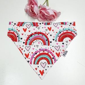🐶 3 for $15 * Reversible Rainbow Valentines Hearts Over The Collar Dog Ban…